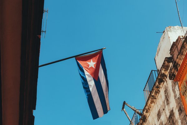 Blurred motion of Cuban flag