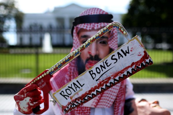 Saudi Arabia protest w/bin Salman dummy