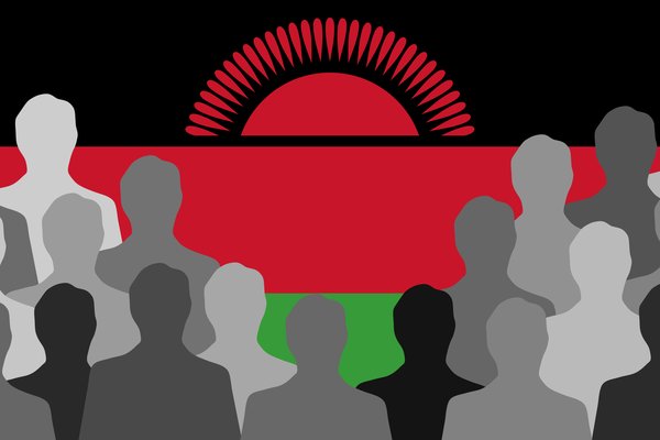 Malawi flag + silhouettes