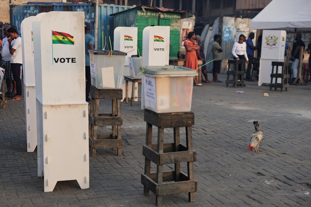 A general view of a polling station during the presidential and parliamentary election in Jamestown, Accra, Ghana, December 7, 2024.