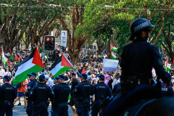 Palestinian demonstrators in Australia Oct 2023