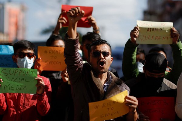 Protest against the ban on TikTok in Nepal, November 2023
