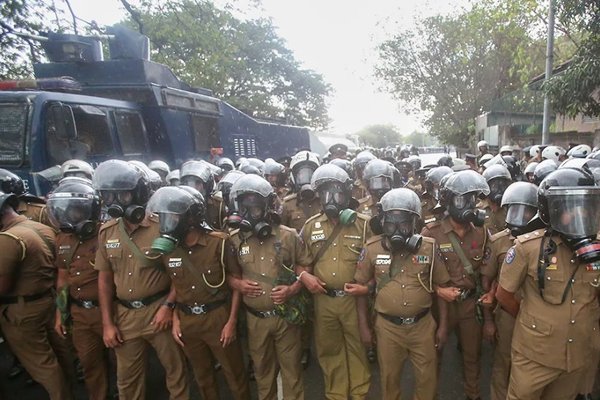 Sri Lanka police at opposition protest Feb 2024