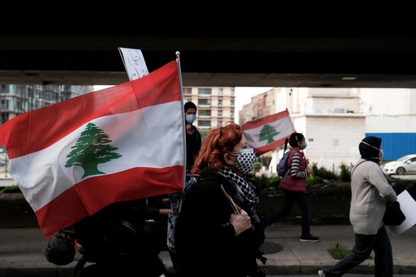 Lebanon women with flag
